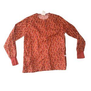 Ua Scrubs Womens Prairie Daisy Sedona Long Sleeve Top Small 100% Cotton Floral R